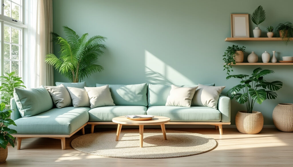 découvrez des idées déco pour un salon vert d'eau et bois clair, créant une ambiance zen et apaisante dans votre intérieur.